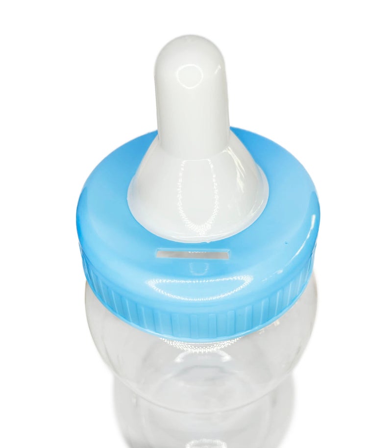Crafts Central Jumbo Plastic Fillable Baby Shower Milk Bottle, Coin Bank, Favor Decoration (Blue, 13"" Inch)